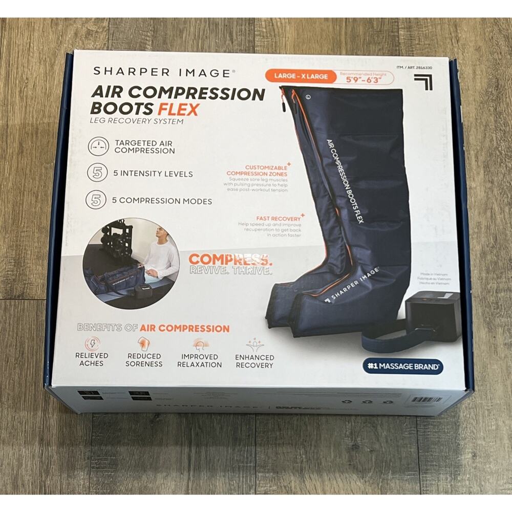 Sharper Image PowerBoost Air Compression Boots Leg Massager L/XL Easy